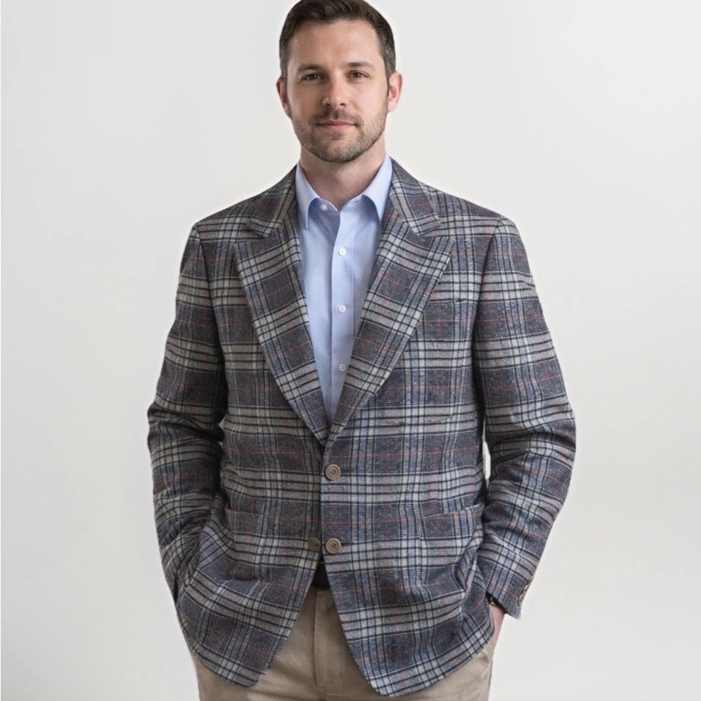 Vtg Mike Treloar Blazer Plaid Tailored Jacket Men’s 40R Academia Wool Collegiate